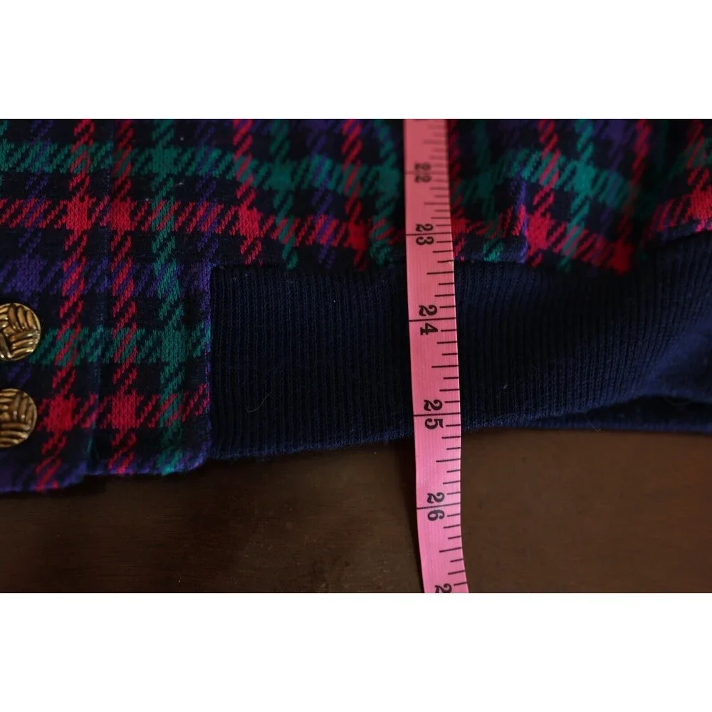 Vtg. Graff Californiawear Jewel Tone Plaid Button Down Cardigan Jacket Sz. 14